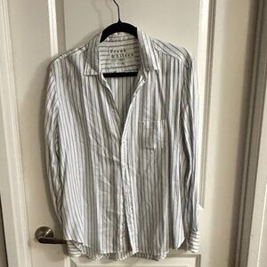 Frank & Eileen Women's Striped Button Down - White and Blue